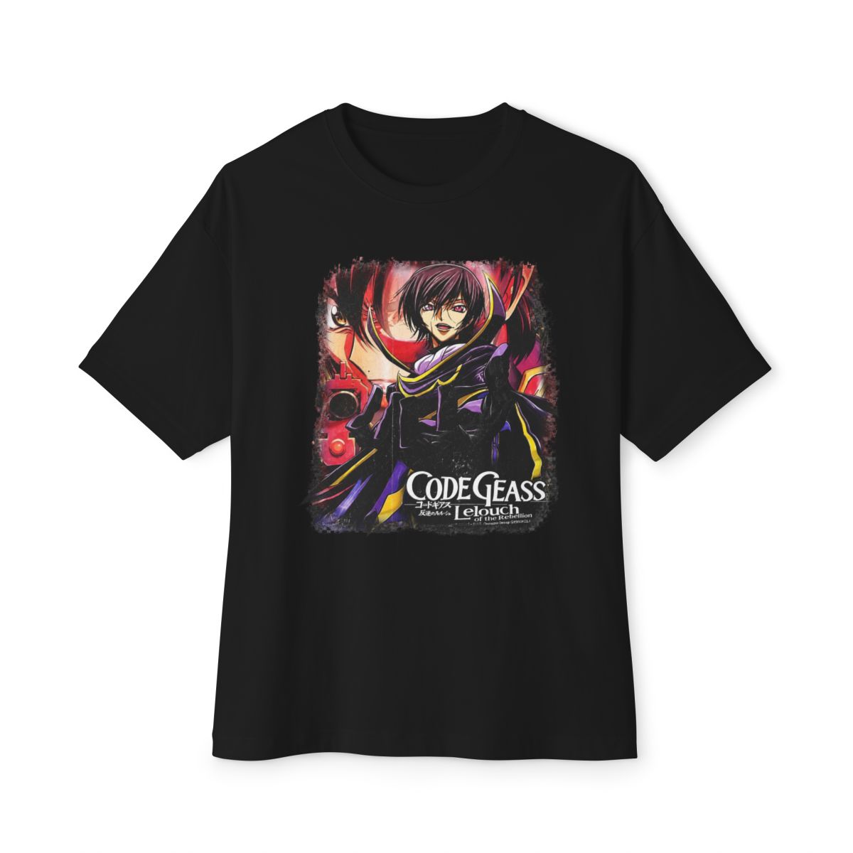 "LELOUCH" - Vintage / Acid Washed Code Geass Anime Oversized T-Shirt - alternate angle 3, merchandise