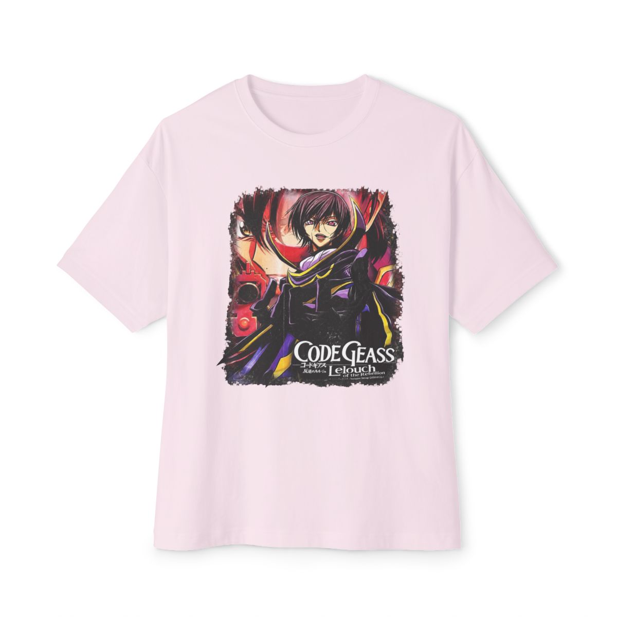 "LELOUCH" - Vintage / Acid Washed Code Geass Anime Oversized T-Shirt - alternate angle 2, merchandise